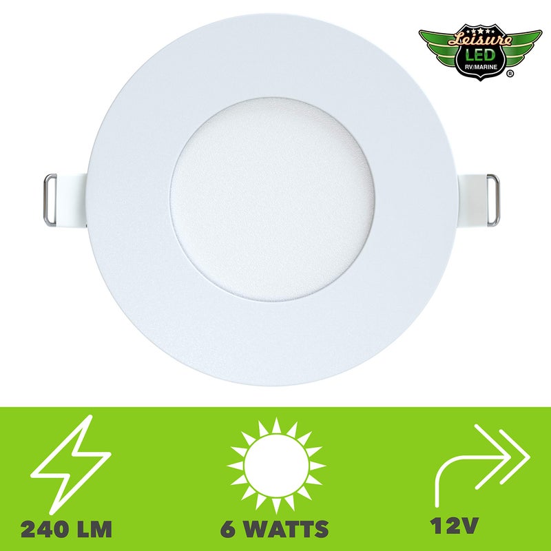 Leisure LED 5 Pack RV Boat Recessed Ceiling Light 240 Lumen Super Slim LED Panel Light DC 12V 3.375" 3W Full Aluminum Downlights, Natural/Neutral White (Natural White, 5 Pack) - Image 3